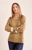 SEE SAW WOOL BLEND CAMEL SPLICED CREW NECK SWEATER KELP