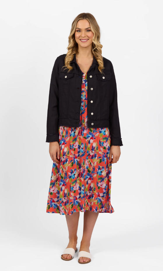 VASSALLI LINEN NAVY JACKET FRAYED SEAMS