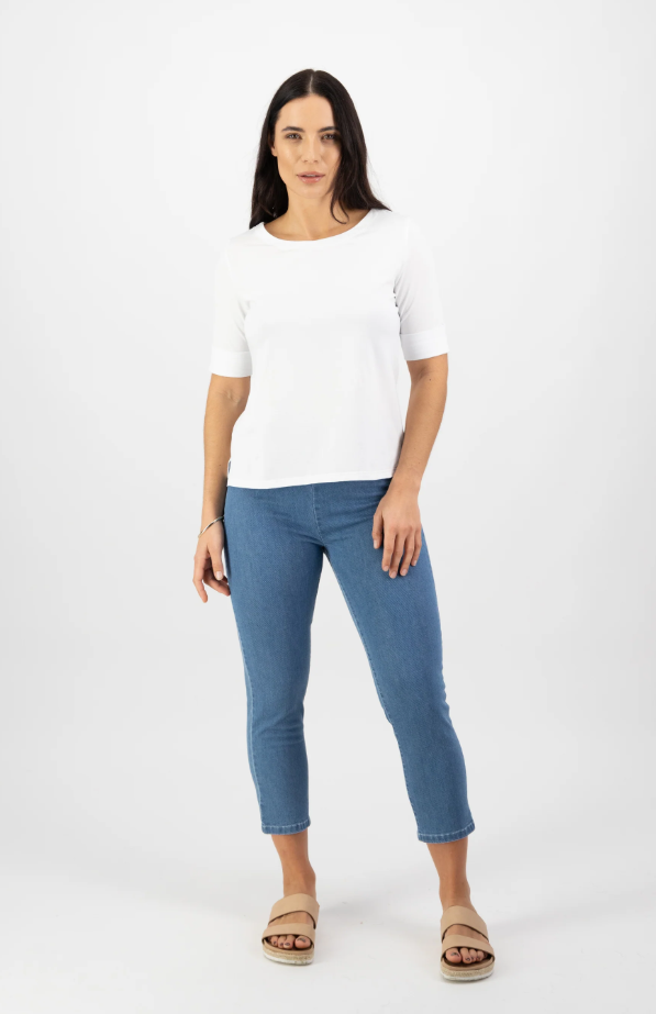 VASSALLI BOAT NECK TOP WHITE