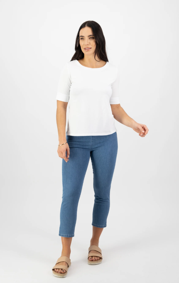 VASSALLI BOAT NECK TOP WHITE