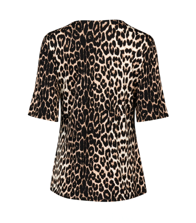 VASSALLI 3/4 SLEEVE ROUND NECK KNIT TOP LEOPARD