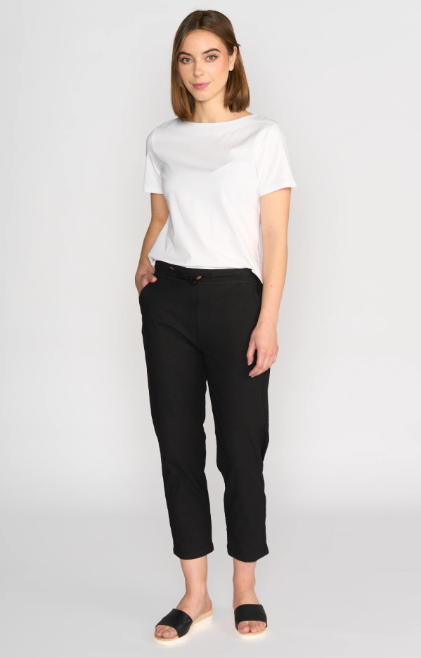 VASSALLI 7/8 BLACK COTTON PANTS