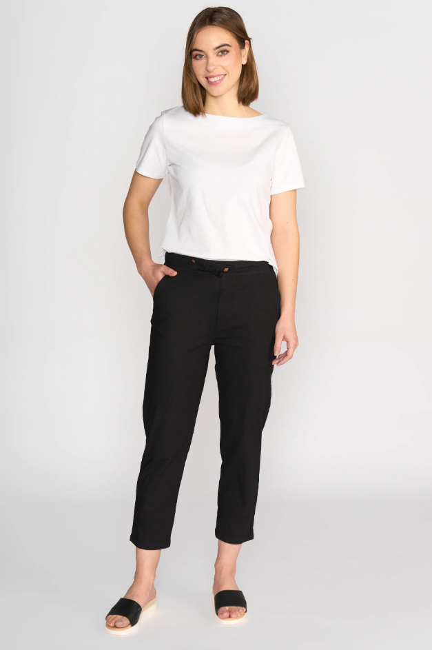 VASSALLI 7/8 BLACK COTTON PANTS