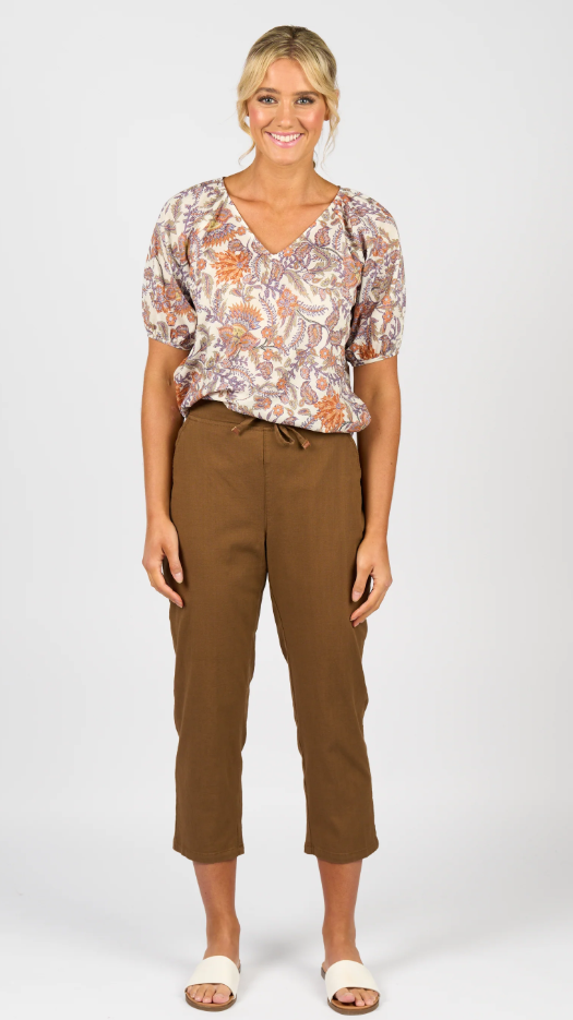 VASSALLI 7/8 COTTON PANT PECAN