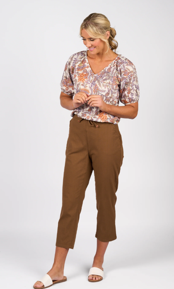VASSALLI 7/8 COTTON PANT PECAN