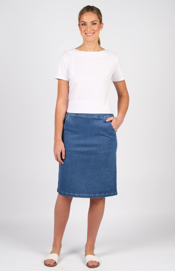 VASSALLI PULL ON DENIM SKIRT
