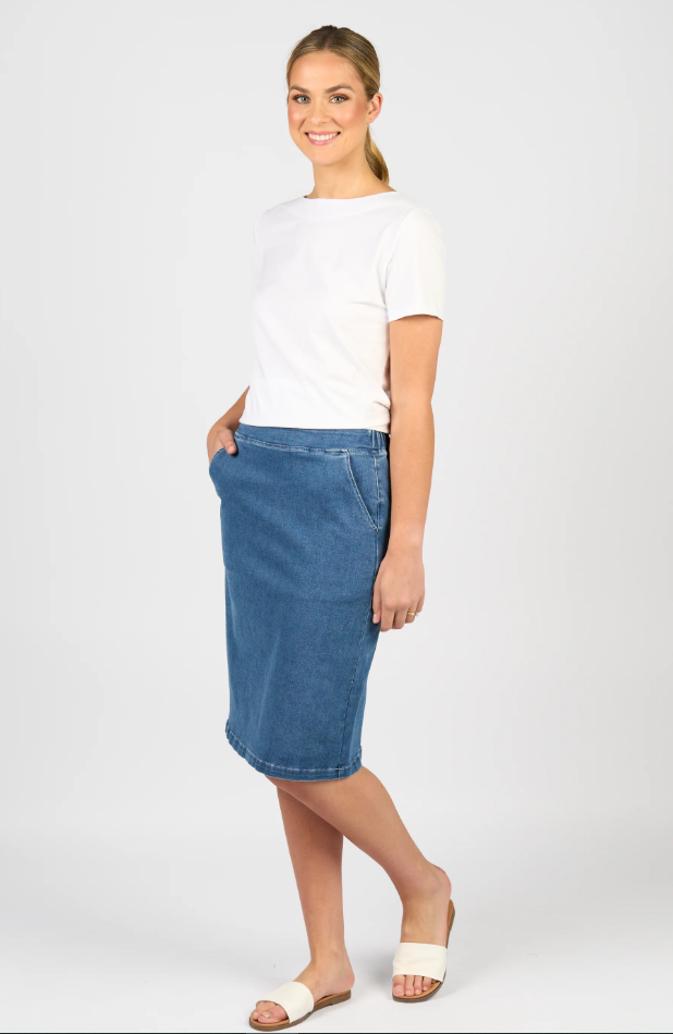 VASSALLI PULL ON DENIM SKIRT