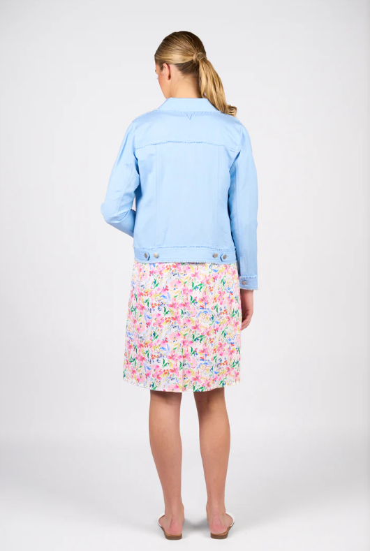 VASSALLI LINEN JACKET WITH FRAYED SEAMS SKY BLUE