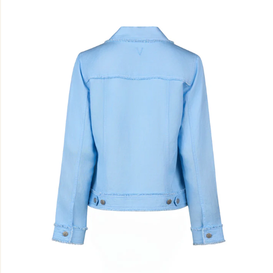 VASSALLI LINEN JACKET WITH FRAYED SEAMS SKY BLUE