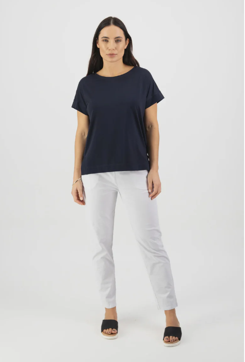 VASSALLI DROP SLEEVE STEPPED HEM TOP INK