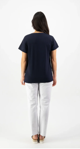 VASSALLI DROP SLEEVE STEPPED HEM TOP INK
