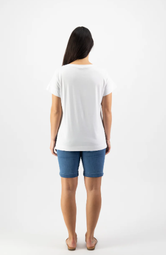 VASSALLI DROP SLEEVE STEPPED HEM TEE WHITE