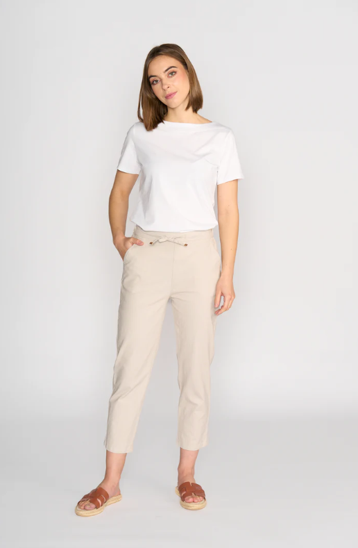 VASSALLI 7/8 COTTON ELASTIC WAIST STONE PANTS