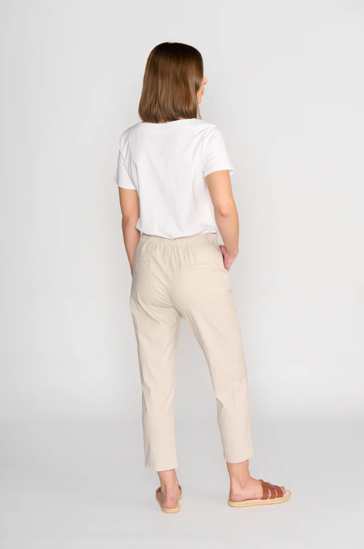 VASSALLI 7/8 COTTON ELASTIC WAIST STONE PANTS