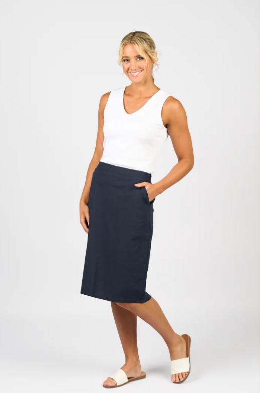 VASSALLI FLAT FRONT PULL ON SKIRT INK