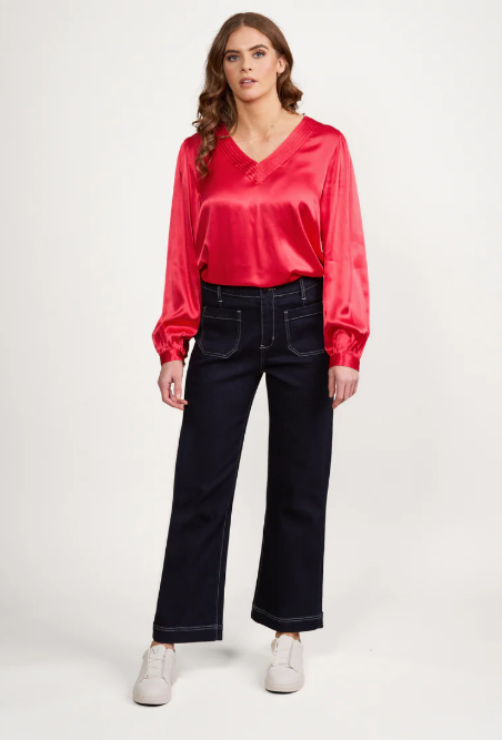 VASSALLI WIDE LEG ANKLE GRAZER JEAN INK DENIM