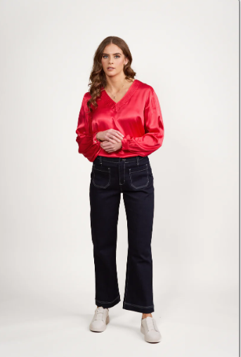 VASSALLI WIDE LEG ANKLE GRAZER JEAN INK DENIM