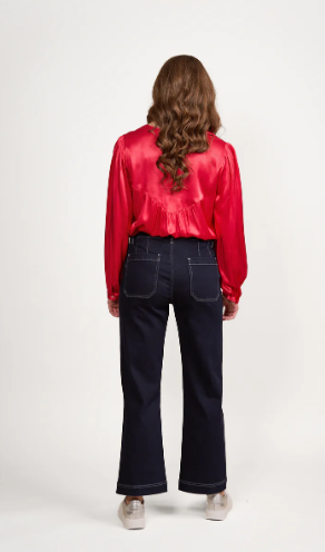 VASSALLI WIDE LEG ANKLE GRAZER JEAN INK DENIM