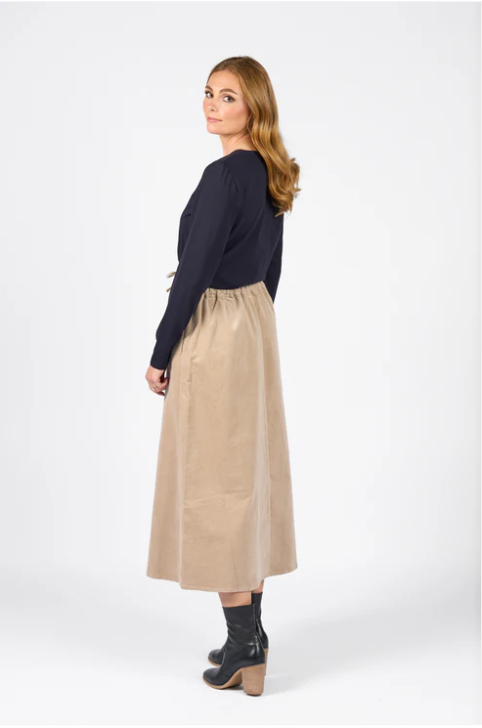 VASSALLI A-LINE  OAT CORD SKIRT WITH DRAWCORD