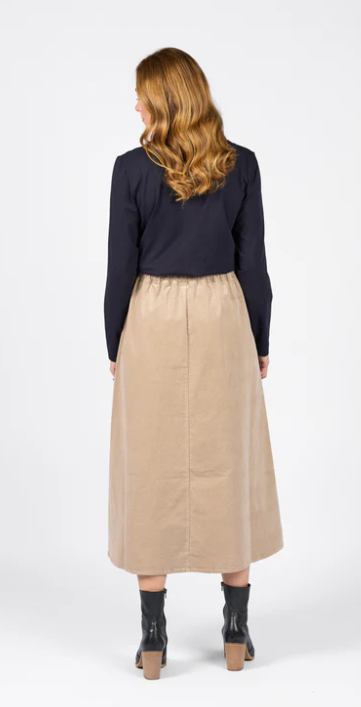 VASSALLI A-LINE  OAT CORD SKIRT WITH DRAWCORD