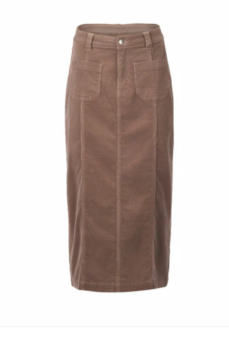 VASSALLI TAUPE CORD SKIRT MID LENGTH