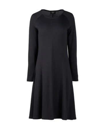 VASSALLI 100% MERINO LONG SLEEVE SWING DRESS MIDNIGHT