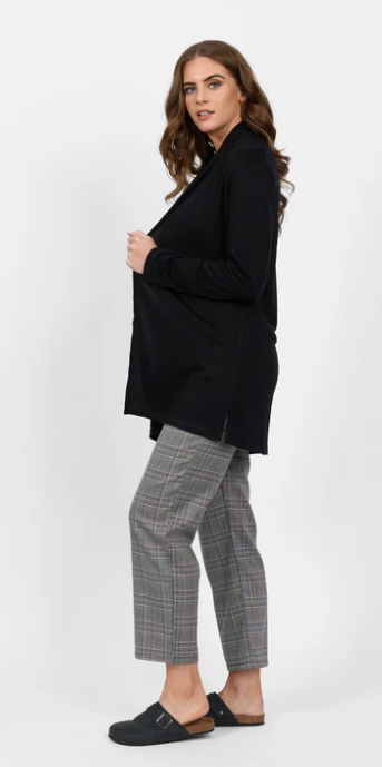 VASSALLI 100% MERINO RELAXED CARDI BLACK