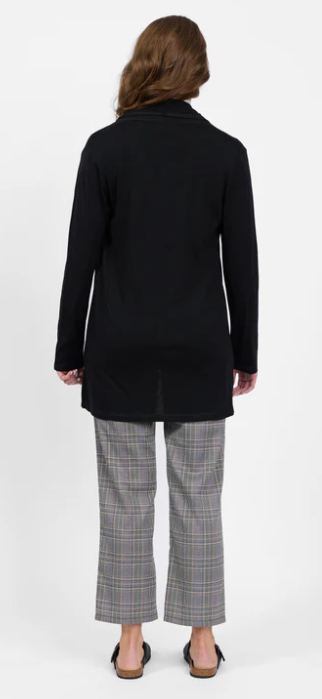 VASSALLI 100% MERINO RELAXED CARDI BLACK