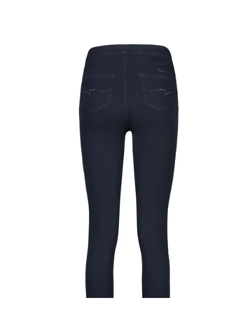 VASSALLI SKINNY LEG FULL LENGTH CONRAST STITCH DENIM PULL ON BLACK