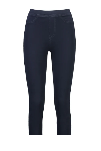 VASSALLI SKINNY LEG FULL LENGTH CONRAST STITCH DENIM PULL ON BLACK