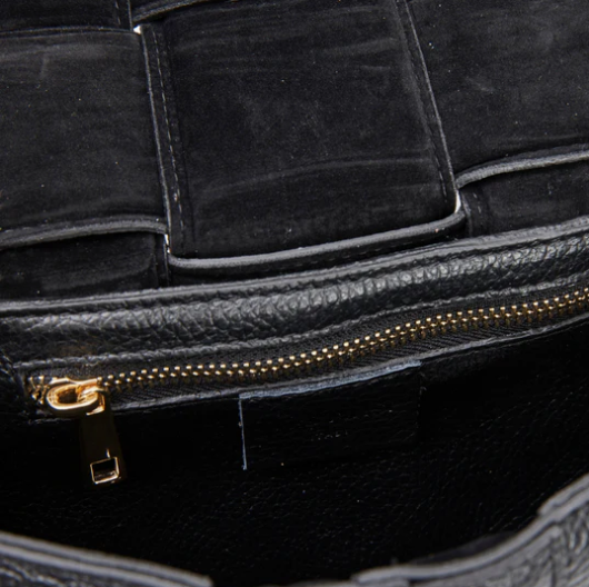 VESTIRSI MARGOT BLACK LEATHER WOVEN BAG