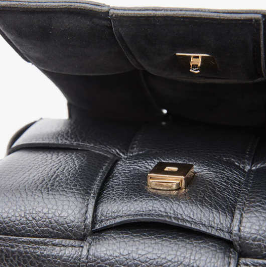 VESTIRSI MARGOT BLACK LEATHER WOVEN BAG