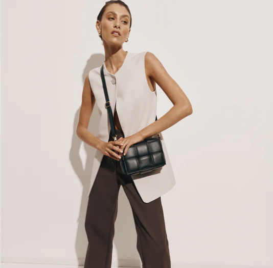VESTIRSI MARGOT BLACK LEATHER WOVEN BAG