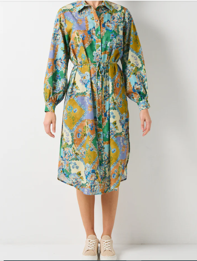 WALNUT ETIENNE DRESS PEONY PATCHWORK