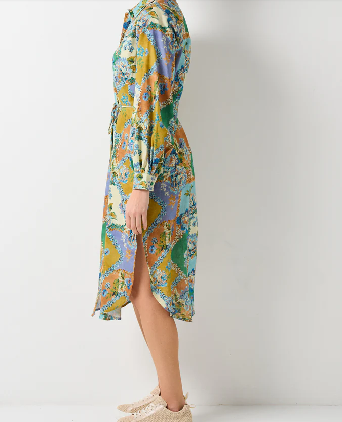 WALNUT ETIENNE DRESS PEONY PATCHWORK