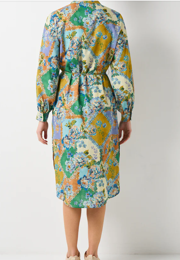 WALNUT ETIENNE DRESS PEONY PATCHWORK