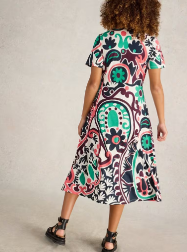 WHITE STUFF RUA JERSEY SHIRT DRESS BLACK MULTI