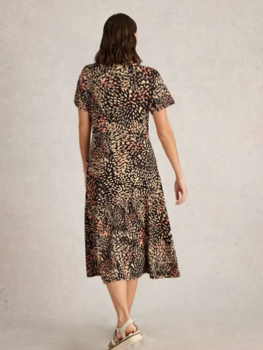 WHITE STUFF RUA JERSEY SHIRT DRESS BLACK MULTI