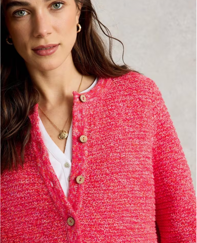 WHITE STUFF BELLE STITCHY CARDI BRT PINK MULTI