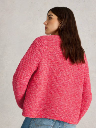 WHITE STUFF BELLE STITCHY CARDI BRT PINK MULTI