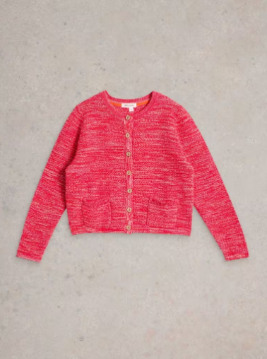 WHITE STUFF BELLE STITCHY CARDI BRT PINK MULTI