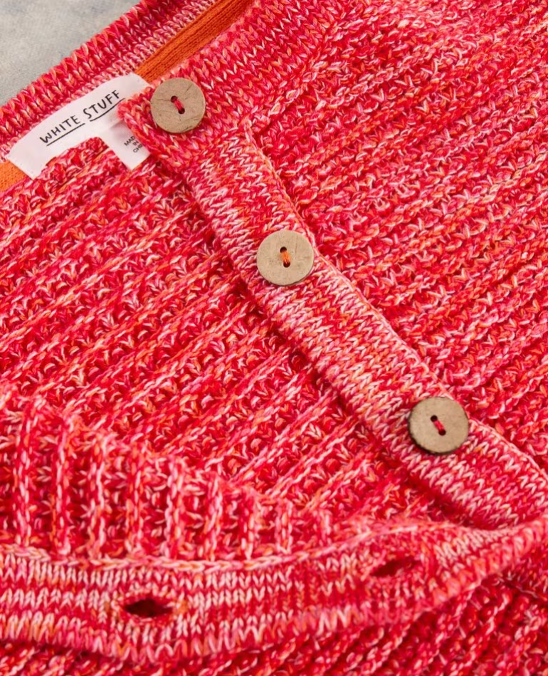 WHITE STUFF BELLE STITCHY CARDI BRT PINK MULTI