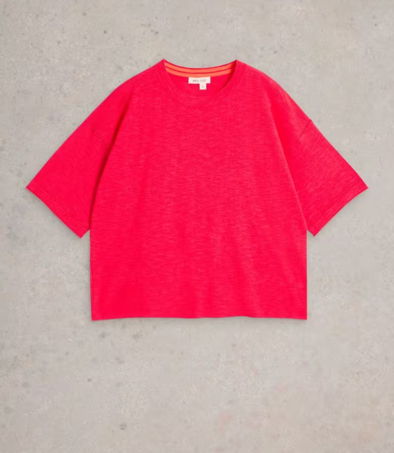 WHITE STUFF KATE LINEN BLEND TEE PINK