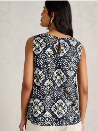 WHITE STUFF PARADISE COTTON TOP NAVY PRINT