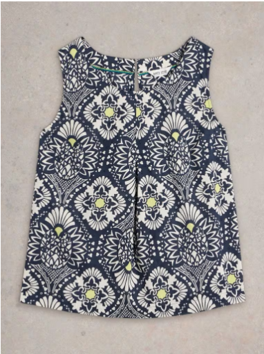 WHITE STUFF PARADISE COTTON TOP NAVY PRINT
