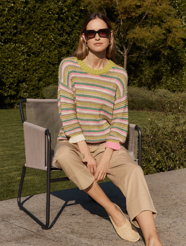 ZAKET & PLOVER CHUNKY STRIPE SWEATER CHARTREUSE