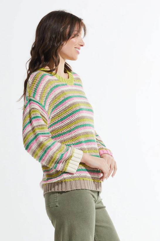 ZAKET & PLOVER CHUNKY STRIPE SWEATER CHARTREUSE
