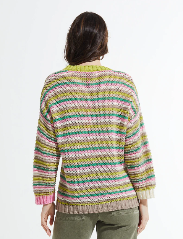 ZAKET & PLOVER CHUNKY STRIPE SWEATER CHARTREUSE
