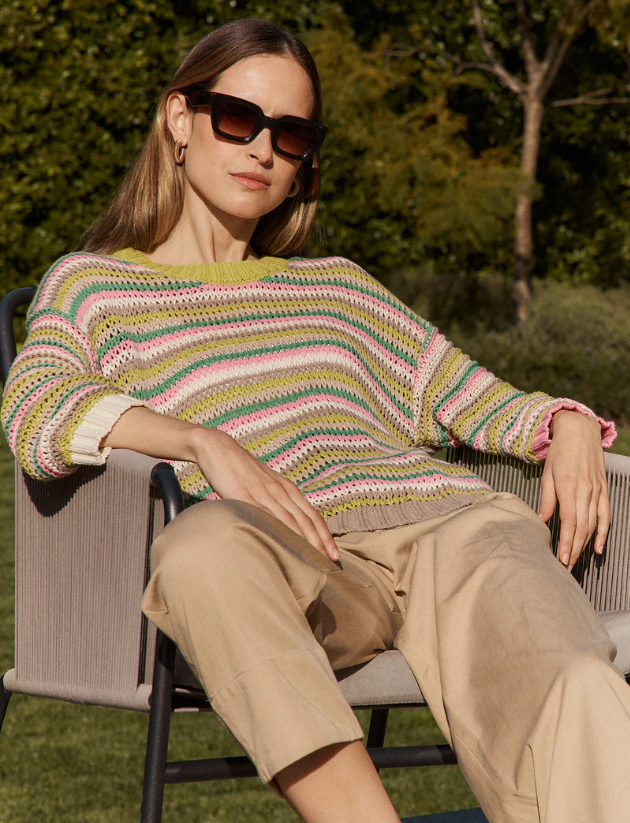ZAKET & PLOVER CHUNKY STRIPE SWEATER CHARTREUSE