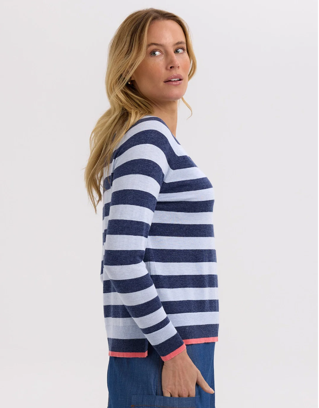 ZAKET & PLOVER STRIPE V KNIT DENIM